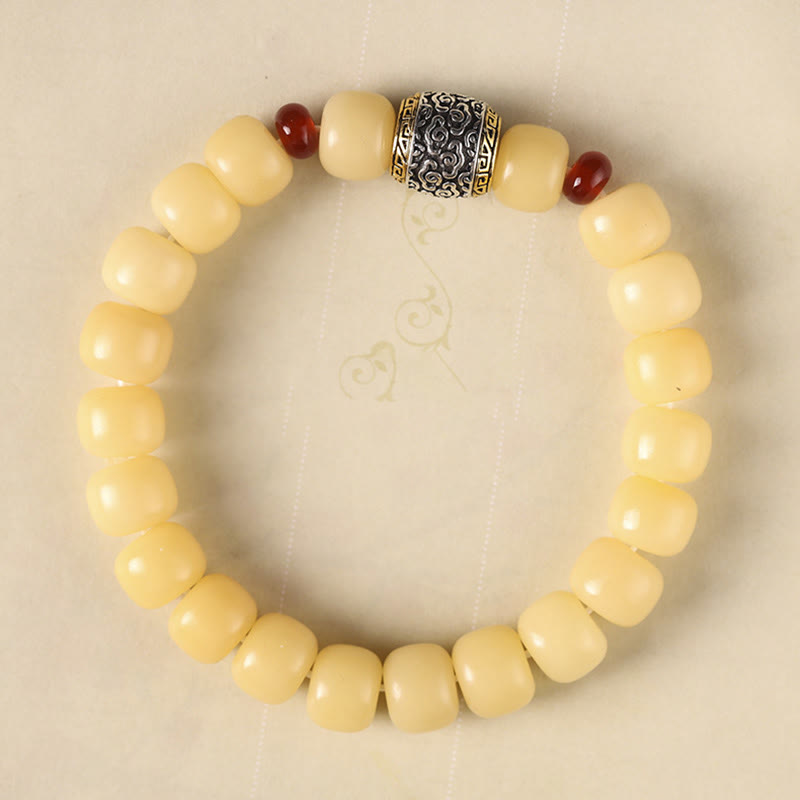 Bracelet de paix en perles de caractère Fu avec des Buddha Stones et des graines de Bodhi