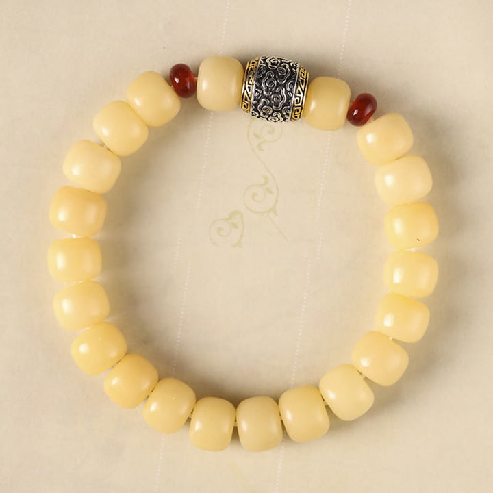Bracelet de paix en perles de caractère Fu avec des Buddha Stones et des graines de Bodhi
