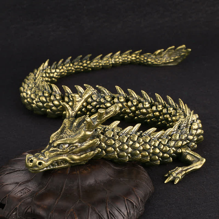 Statue de dragon en laiton et cuivre, protection de la richesse et de la chance, décoration de la maison