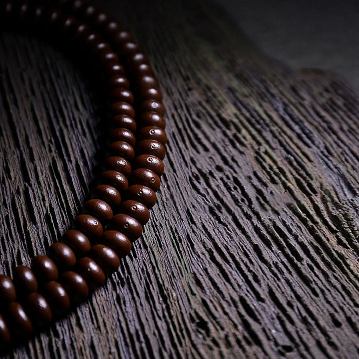 Buddha Stones Bracelet d'harmonie Dorje en cuivre avec 108 perles de Mala en perles de Bodhi violettes à trois yeux