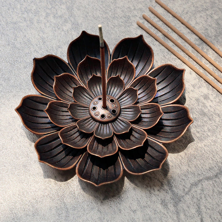 Brûleur d'encens créatif à six trous en forme de lotus Buddha Stones