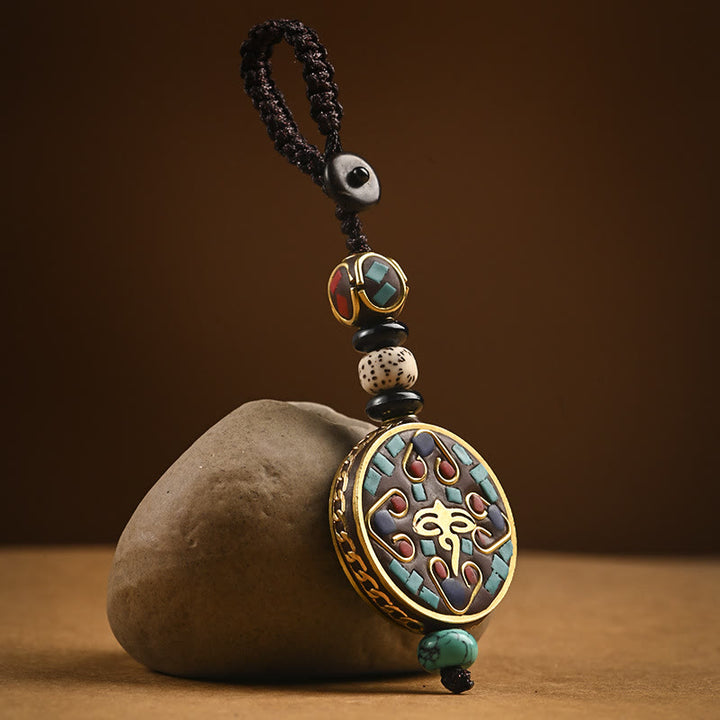 Buddha Stones tibétain Om Mani Padme Hum Bodhi graine paix porte-clés