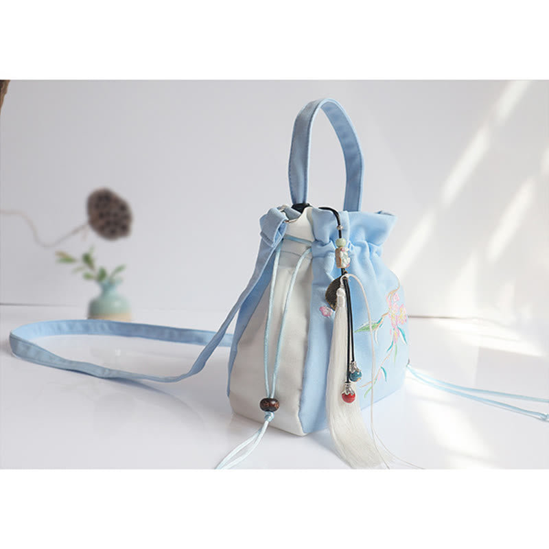 Sac à main en toile brodé à la main avec Buddha Stones et fleurs