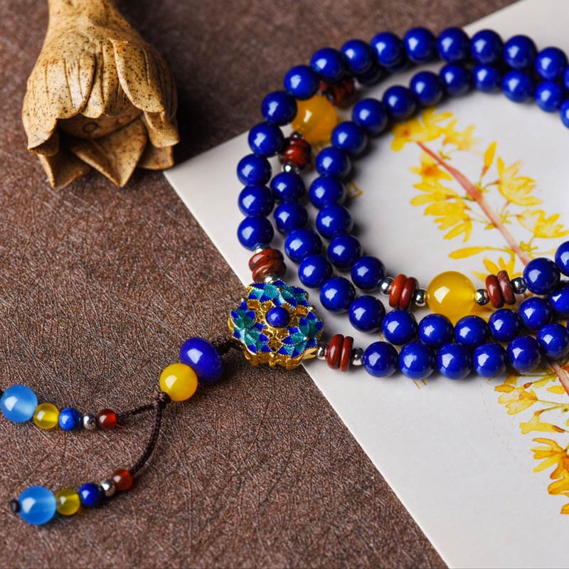 Bracelet positif en Buddha Stones, lazurite, lapis-lazuli et agate jaune - image 6