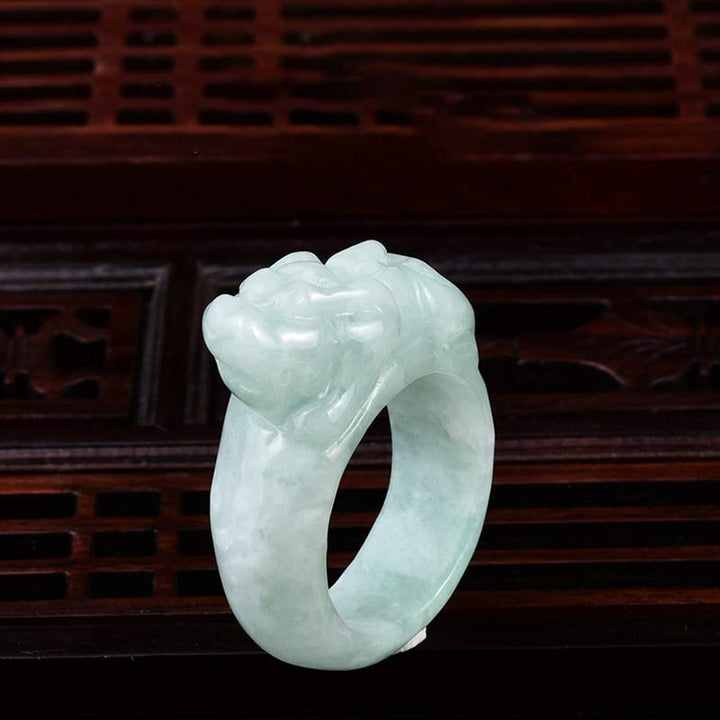 Bague porte-bonheur Fengshui en jade PiXiu