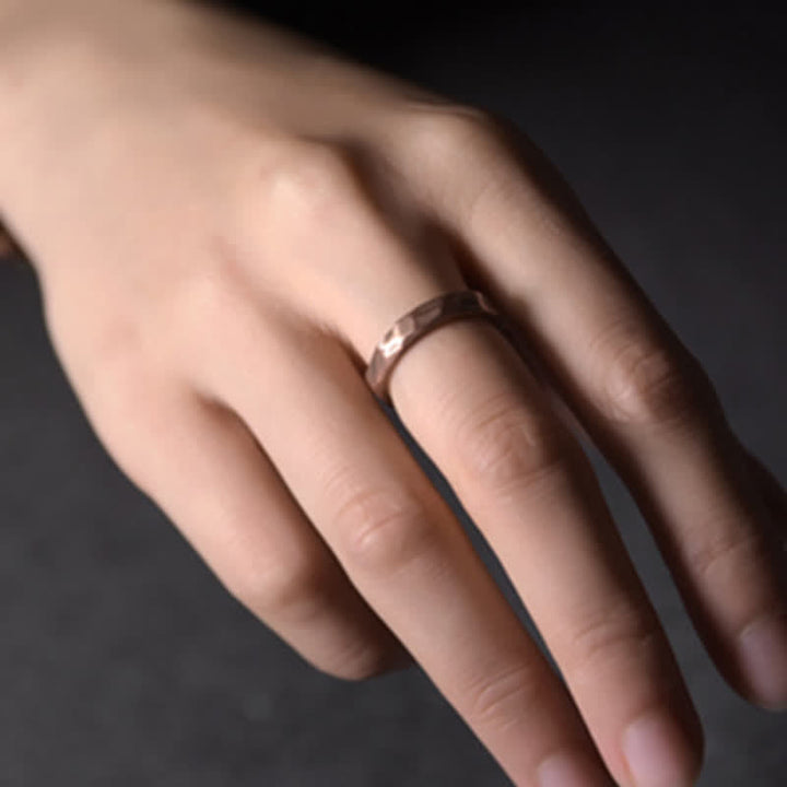 Bague de richesse en cuivre au design simple et tibétain avec Buddha Stones - image 3