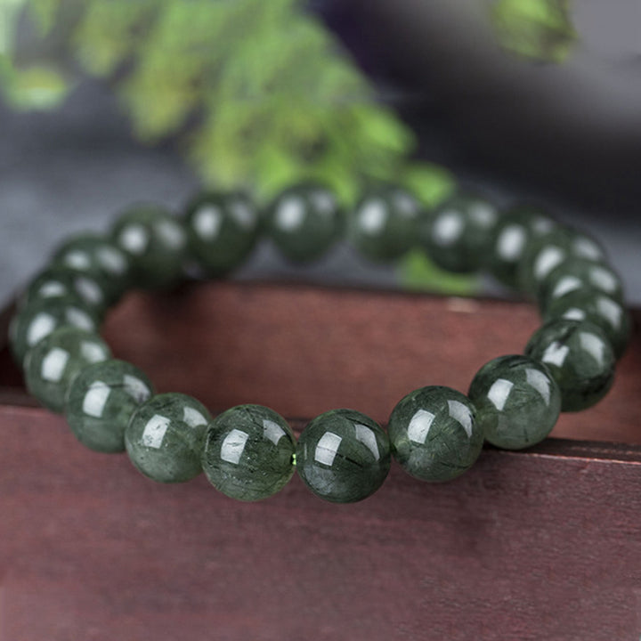 Bracelet de bénédiction et de richesse en cristal vert naturel Buddha Stones