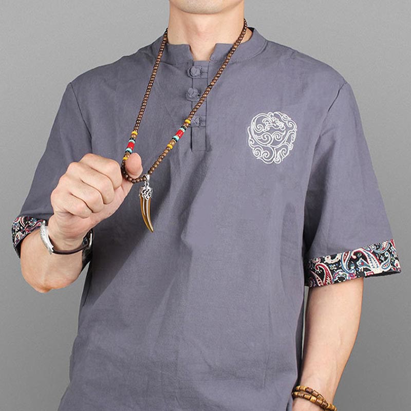 Collier pendentif de méditation en bois de wengé et pierre turquoise de style corne