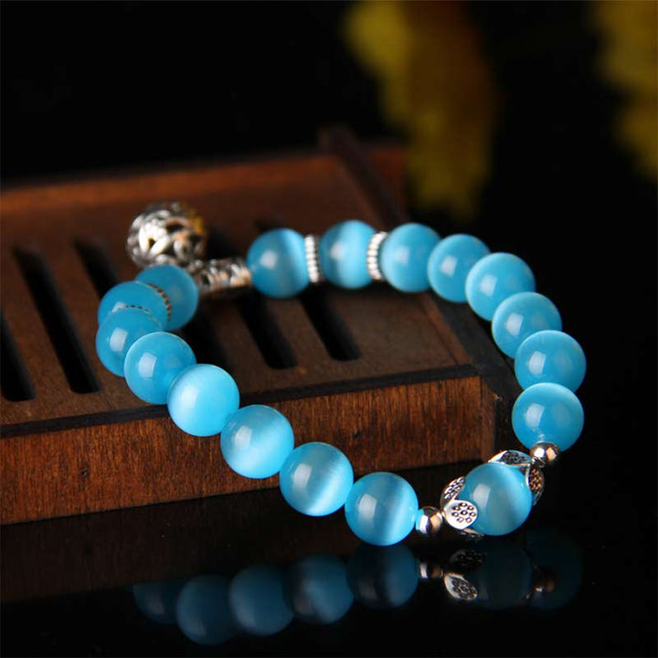 Bracelet porte-bonheur tibétain œil de chat Buddha Stones