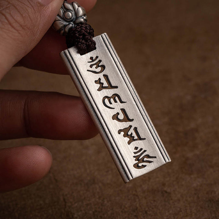 Collier pendentif en argent sterling 999 Buddha Stones et gravure Om Mani Padme Hum en forme de lotus - image 10