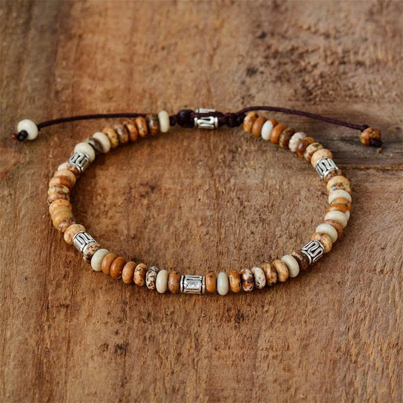 Bracelet en fil de perles positives en jaspe photo