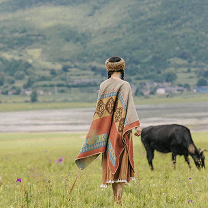 Écharpe châle tibétain à motifs de diamants avec Buddha Stones - image 6