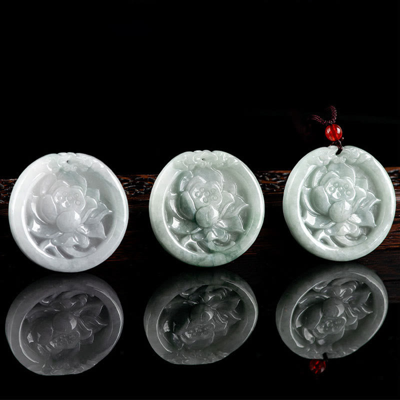 Buddha Stones en jade naturel sculpté en forme de fleur de lotus et de prospérité - image 6