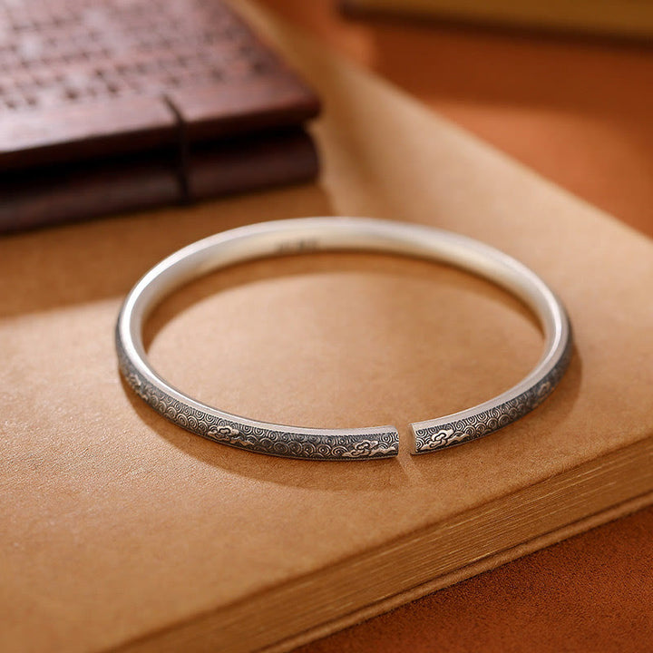 Bracelet porte-bonheur vintage en argent sterling 999 Buddha Stones et nuages ​​de bon augure - image 2