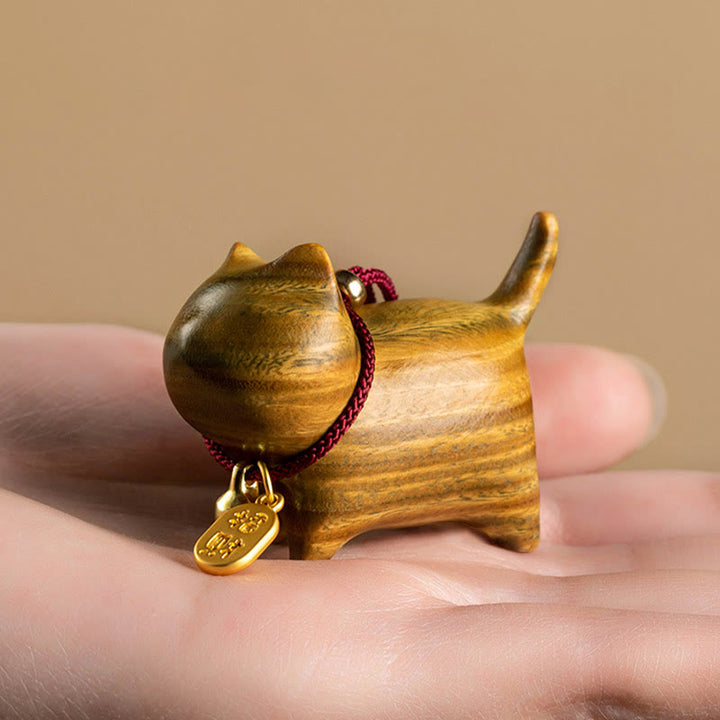 Buddha Stones d'ébène Bois de santal vert Chat porte-bonheur Fu Personnage Cloche de fortune porte-bonheur Décoration suspendue pour voiture - image 12