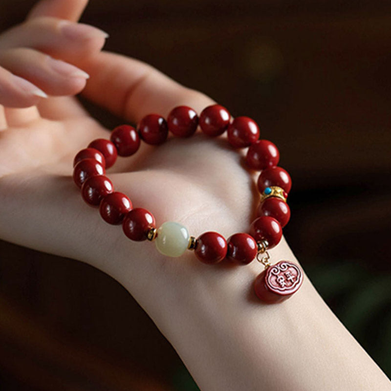 Bracelet de protection et de guérison en jade cinabre et Buddha Stones