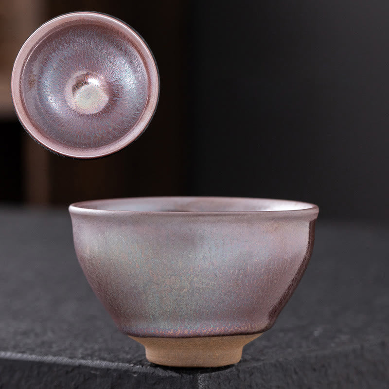 Tasse à thé en porcelaine chinoise Jianzhan en or rose avec Buddha Stones Tasse à thé Kung Fu