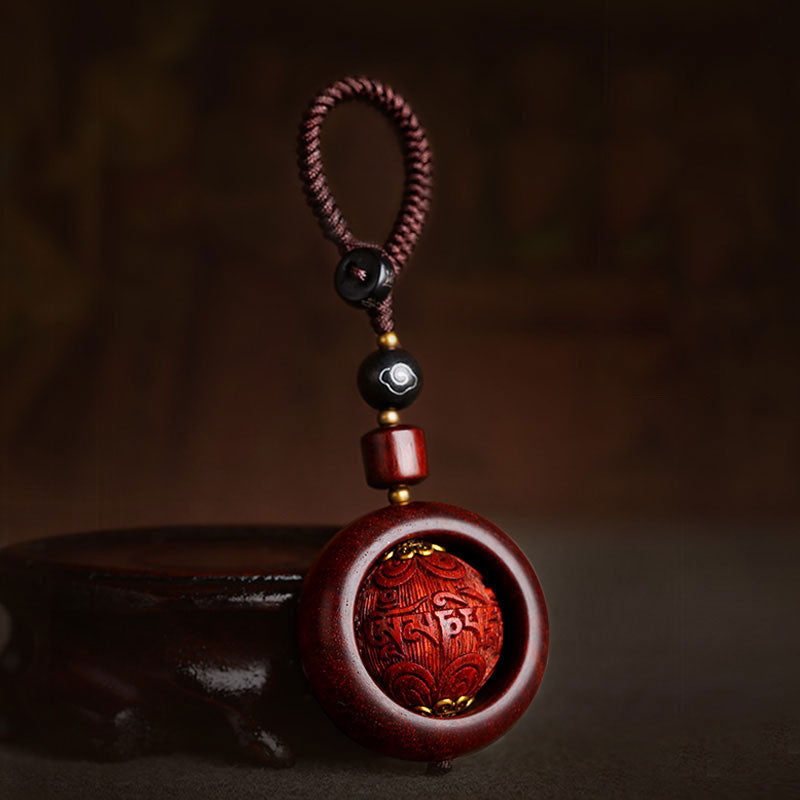 Buddha Stones tibétaines petite feuille bois de santal rouge ébène chance protection rotation décoration - Six mots vrais - image 1