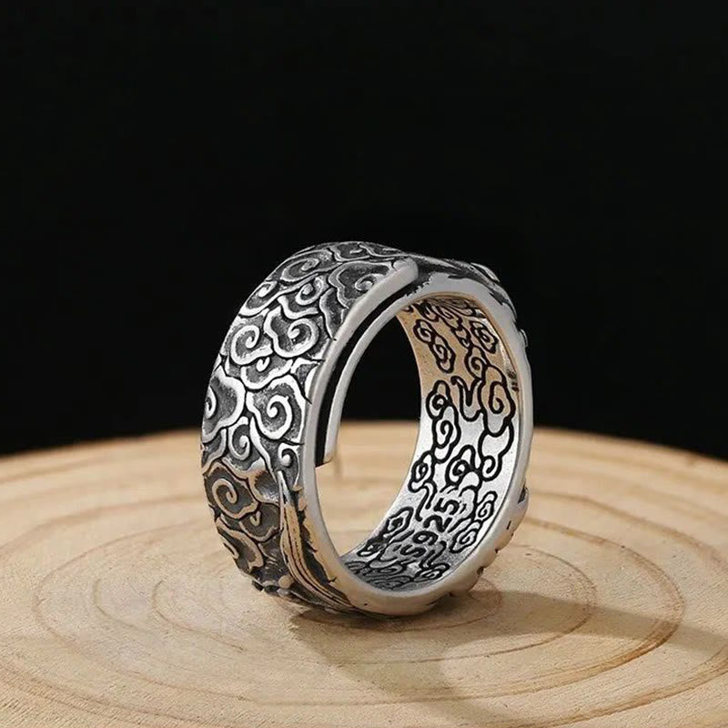 Bague de richesse avec amulette de nuages de bon augure Guan Gong