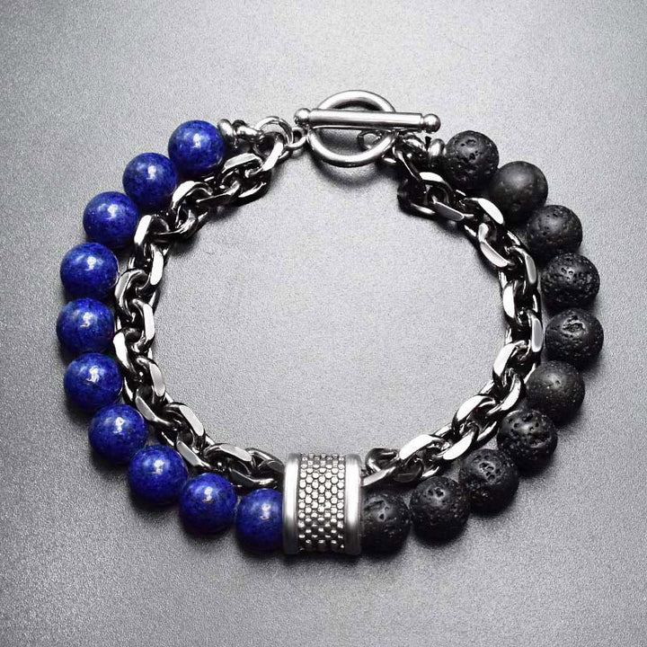 Bracelet de protection en œil de tigre naturel, lazurite et lapis-lazuli de Buddha Stones - Lazulite - image 4