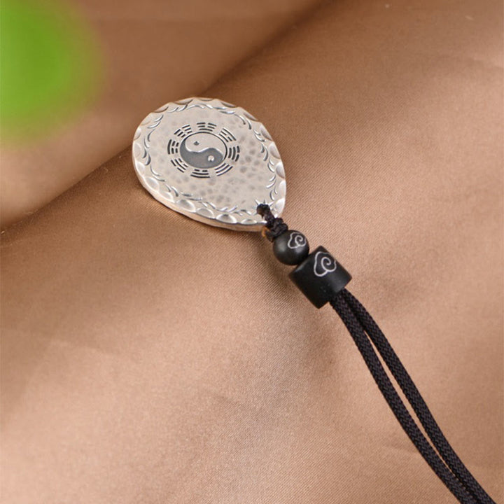 Collier pendentif en argent sterling 999 vintage avec Buddha Stones Yin Yang Bagua en forme de goutte d'eau - image 6