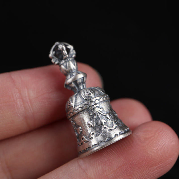 Buddha Stones Tibet Argent Sterling 925 Om Mani Padme Hum Dorje Cloche Vajra Gravé Pendentif d'Illumination Décoration Suspendue - image 16