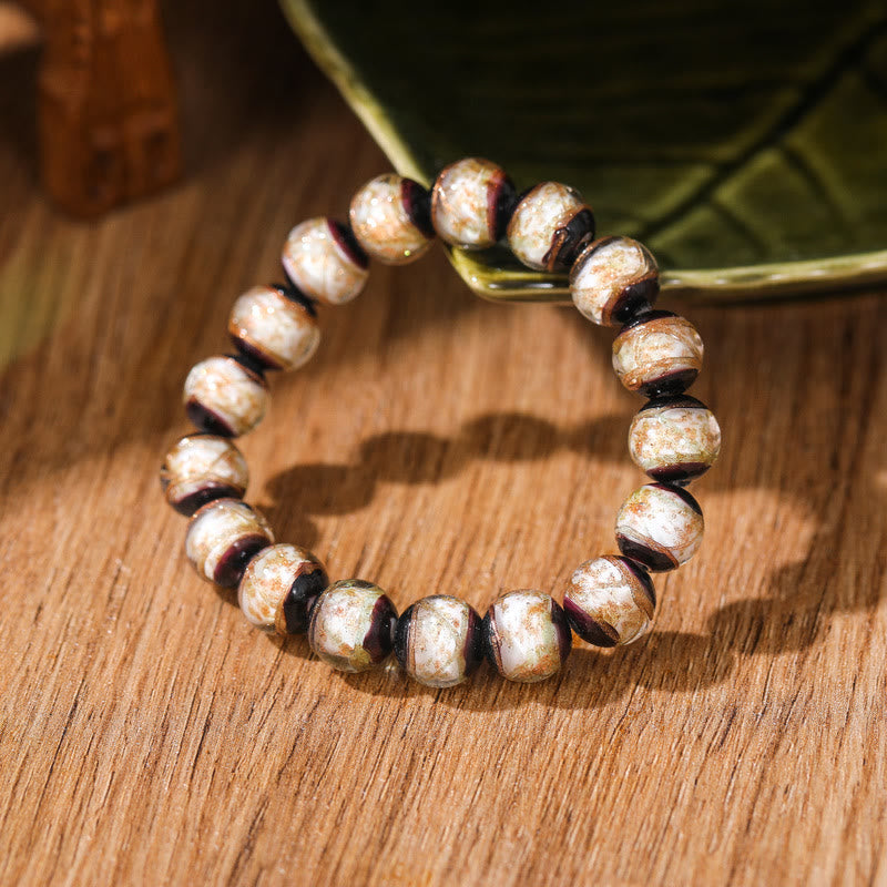 Bracelet tibétain classique en perles de verre Liuli avec Buddha Stones