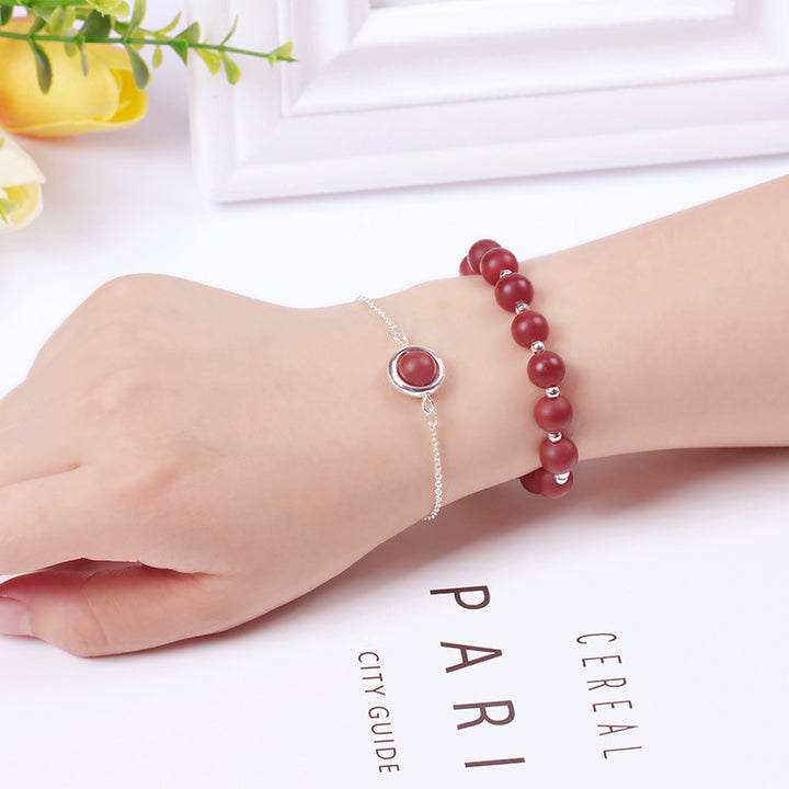 Bracelet positif en cristal de quartz fraise et pierre de soleil Buddha Stones