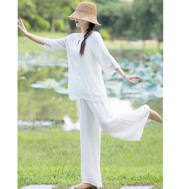 Ensemble de vêtements pour femme Tai Chi Méditation Prière Zen Spirituel Matin Pratique - image 13