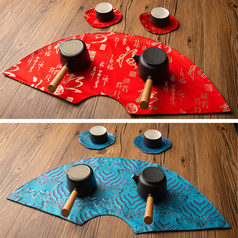 Buddha Stones vintage et vagues de la mer, dessous de verre pour tasse à thé, tapis à thé Kung Fu