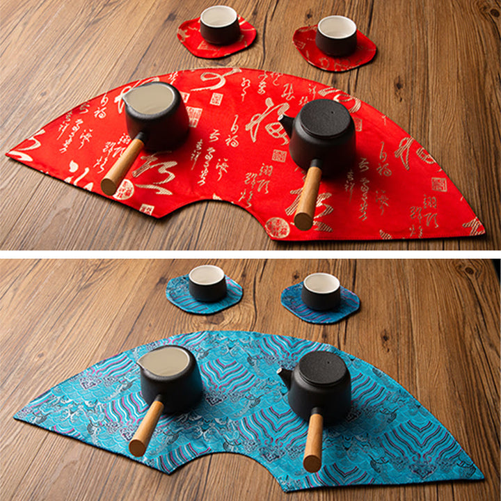 Buddha Stones vintage et vagues de la mer, dessous de verre pour tasse à thé, tapis à thé Kung Fu