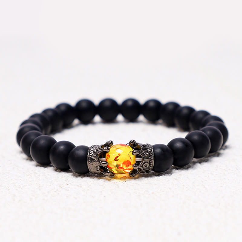 Bracelet couple en perles d'énergie de guérison avec couronne roi et reine en Buddha Stones