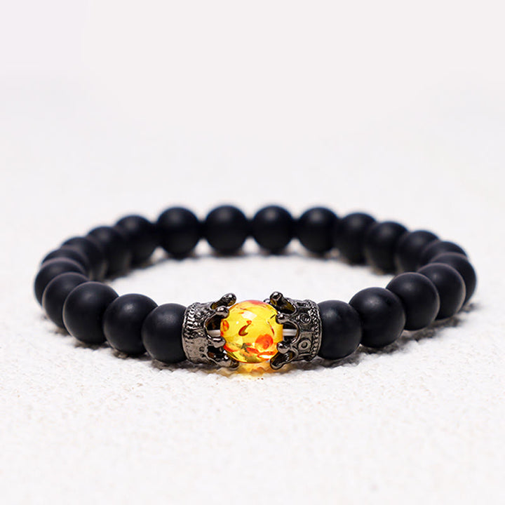 Bracelet couple en perles d'énergie de guérison avec couronne roi et reine en Buddha Stones