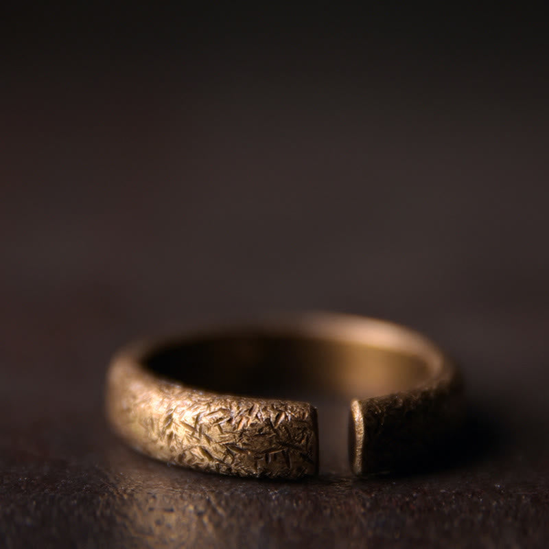 Bague de couple porte-bonheur en cuivre au design texturé vintage tibétain