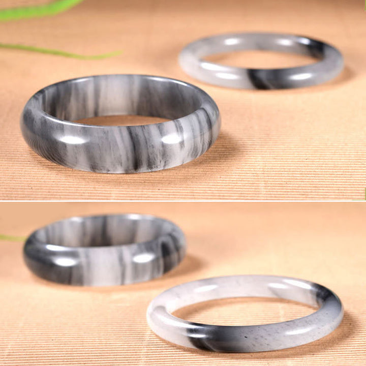 Bracelet de richesse en jade doré et soie couleur encre naturelle Buddha Stones