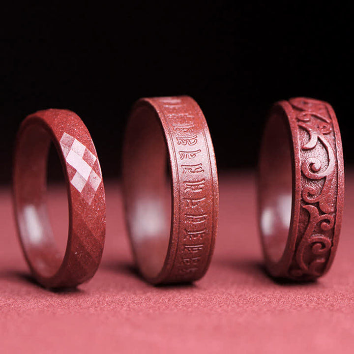 Bague de bénédiction de nuages ​​de Buddha Stones Cinabre Om Mani Padme Hum - image 10
