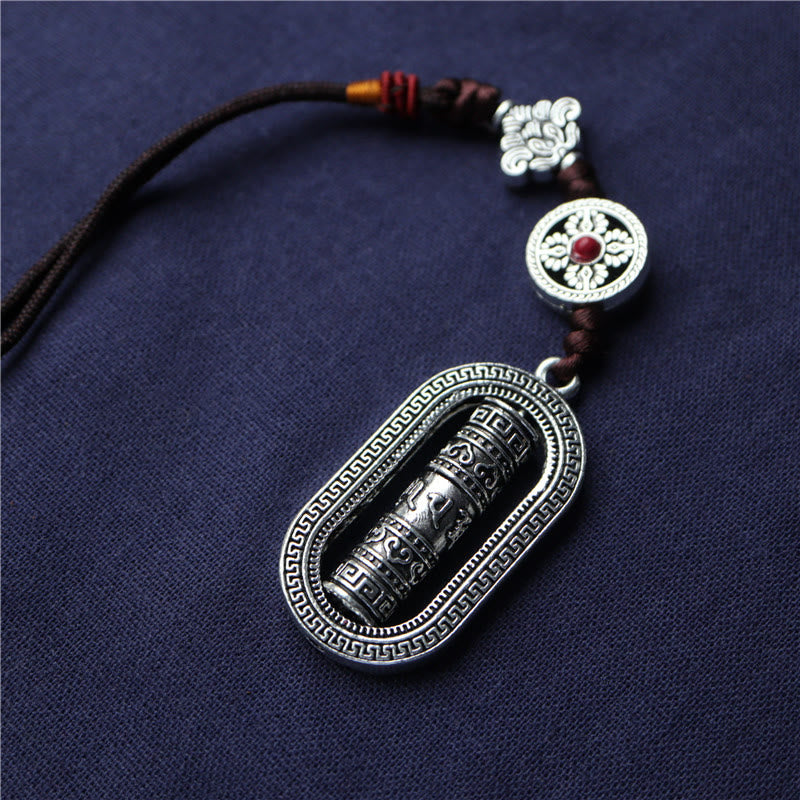 Buddha Stones Tibet Om Mani Padme Hum Roue de prière Paix Rotative Décoration à suspendre pour voiture
