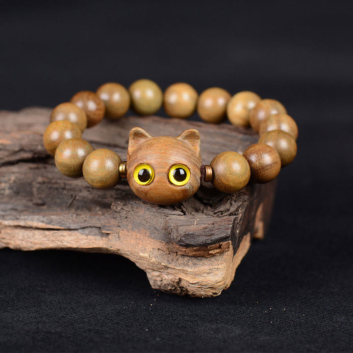 Bracelet d'équilibre en forme de chat avec Buddha Stones en bois d'ébène, bois de santal vert et bois de santal rouge - image 5