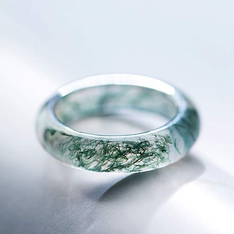 Bague d'équilibre et de guérison en agate mousse avec Buddha Stones - 22 mm - image 1