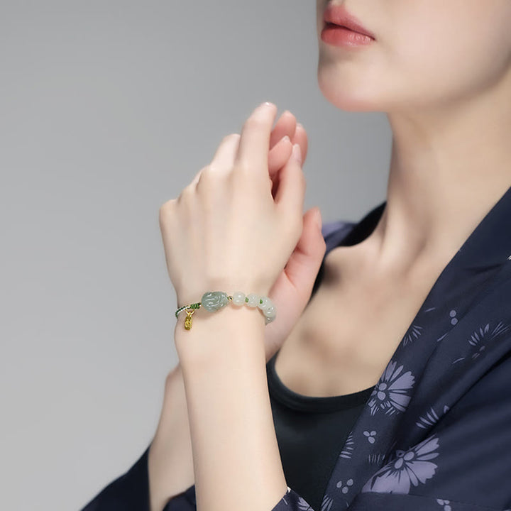 Bracelet en jade naturel Hetian PiXiu Luck Fu
