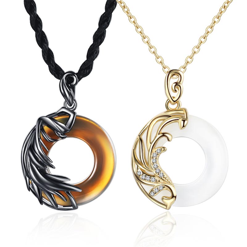 Collier pendentif rond de méditation en obsidienne et calcédoine avec Buddha Stones - image 0