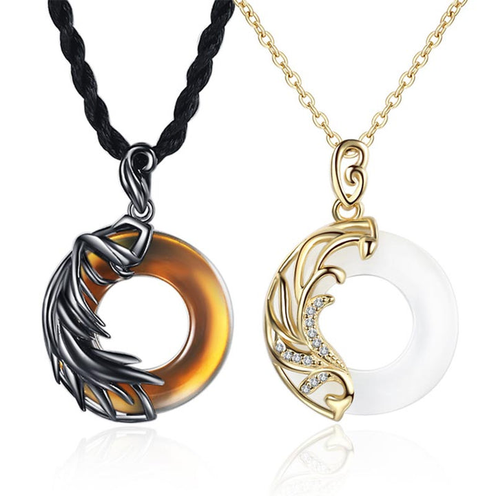 Collier pendentif rond de méditation en obsidienne et calcédoine avec Buddha Stones - image 0