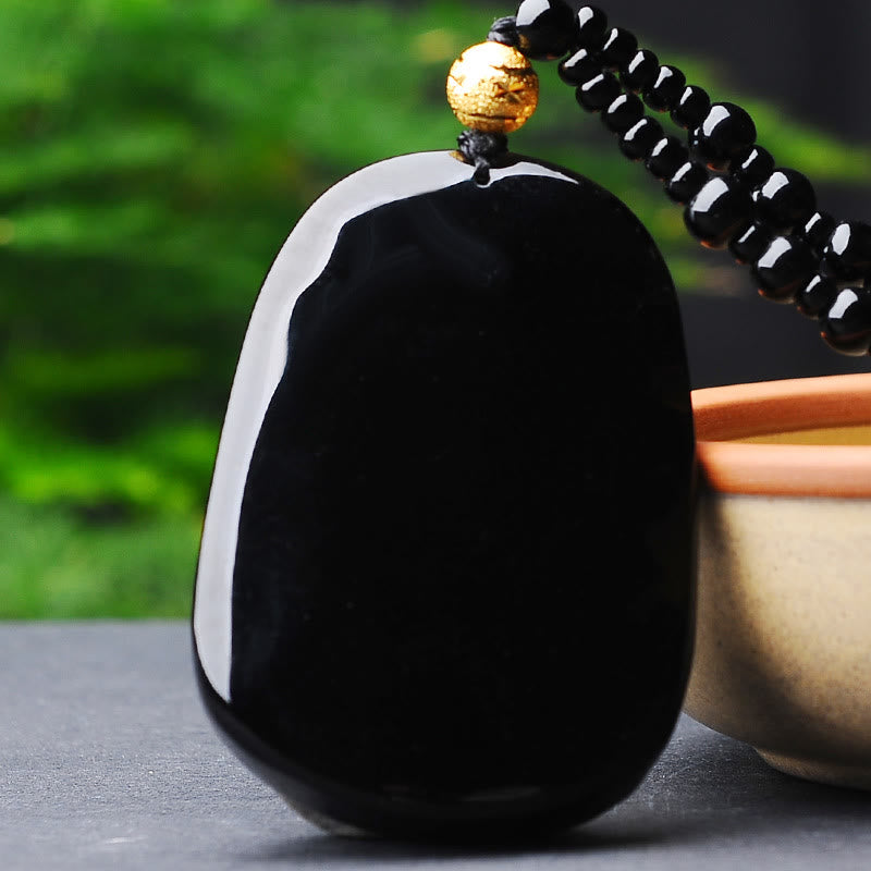 Collier pendentif porte-bonheur en obsidienne de dragon plaqué or 18 carats de Buddha Stones - image 5