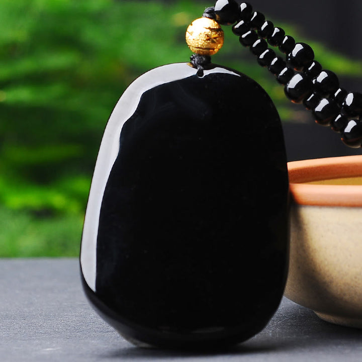 Collier pendentif porte-bonheur en obsidienne de dragon plaqué or 18 carats de Buddha Stones - image 5