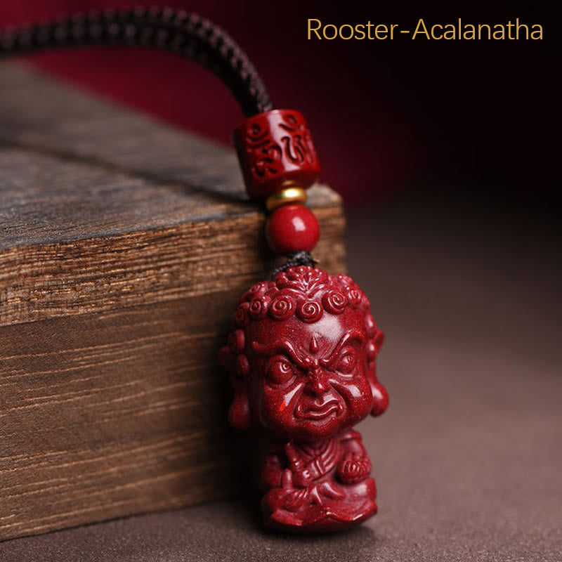 Buddha Stones Zodiaque chinois Bouddha natal Amulette en cinabre naturel Collier pendentif éloignant les mauvais esprits