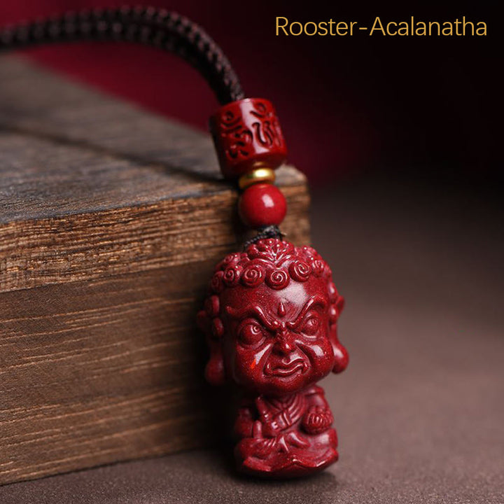 Buddha Stones Zodiaque chinois Bouddha natal Amulette en cinabre naturel Collier pendentif éloignant les mauvais esprits