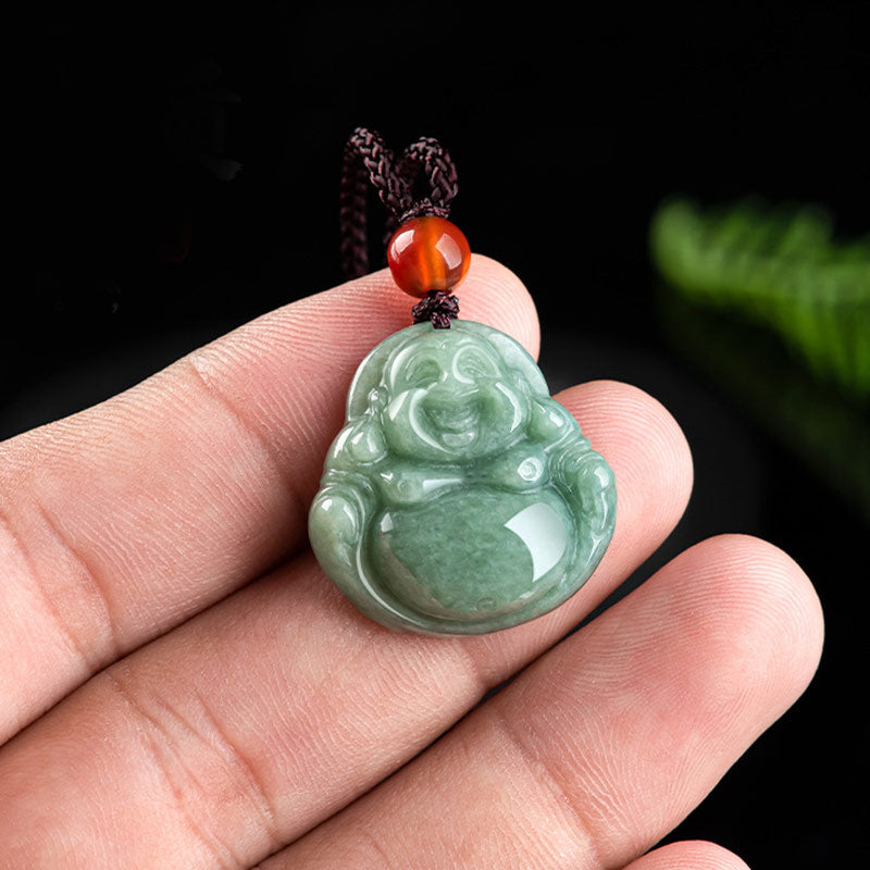 Collier pendentif en jade cyan Bouddha rieur Bouddha rieur Buddha Stones - image 4
