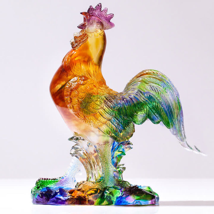 Pièce d'art en cristal de coq Liuli faite à la main, décoration d'intérieur - image 8