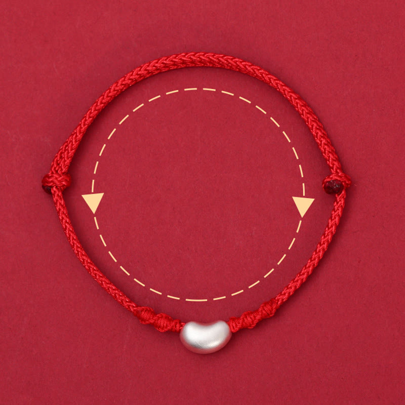 Bracelet tressé fait main en argent sterling 999 avec motif de haricot et Buddha Stones