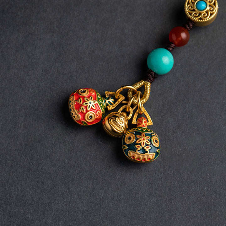 Porte-clés de voiture en forme de bête avaleuse dorée avec Buddha Stones , décoration à suspendre pour téléphone